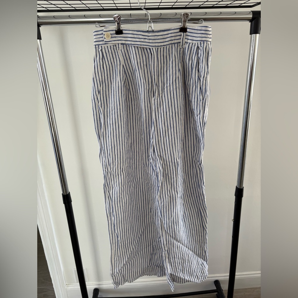 Madewell Blue and White Striped Trousers